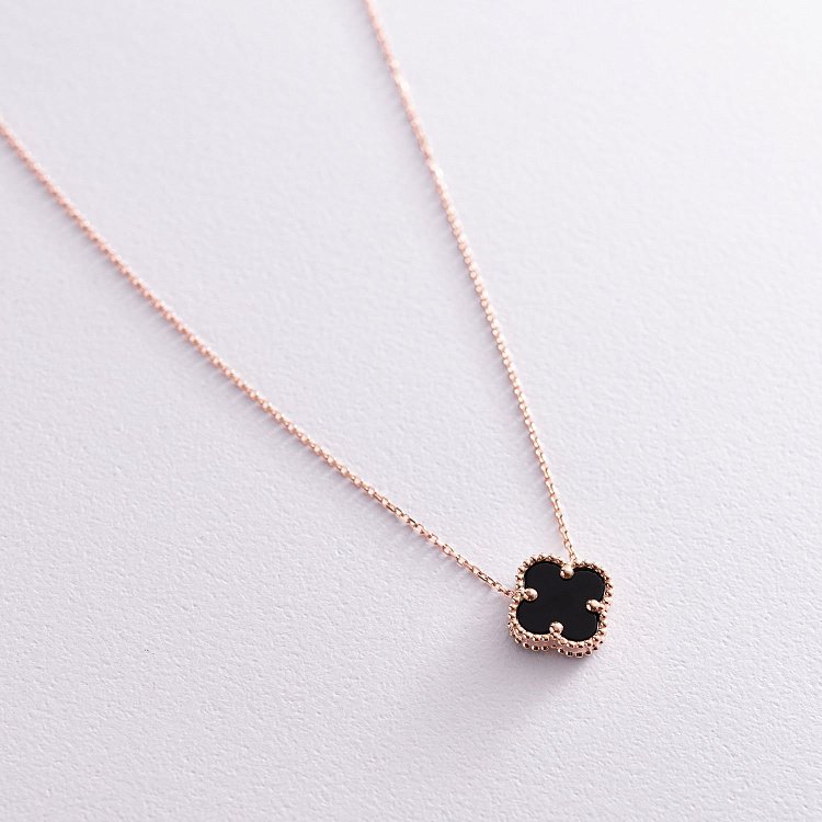 Золоте кольє "Конюшина" (онікс) кол01661 від ювелірного магазину Онікс