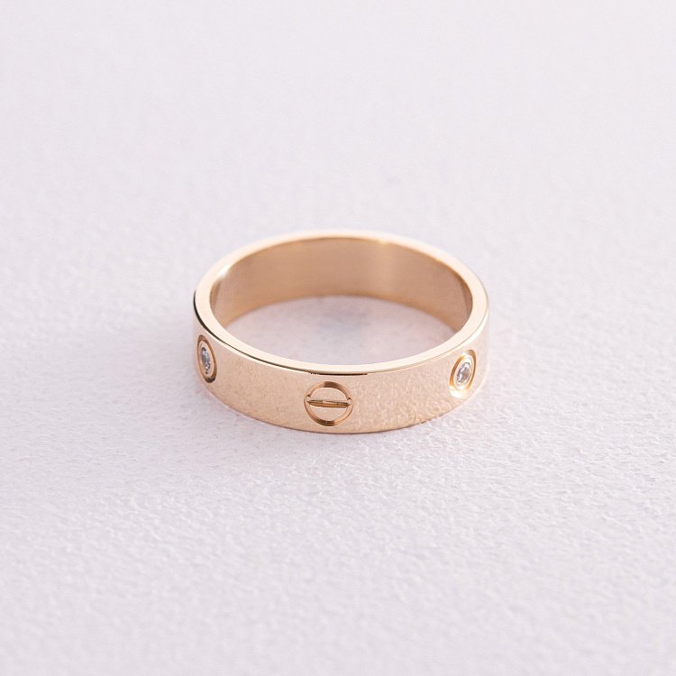 Каблучка "Love" у жовтому золоті (фіаніти) к07139 від ювелірного магазину Онікс - 4