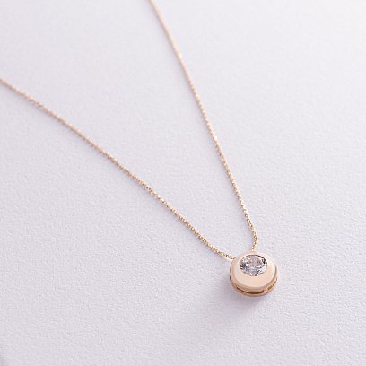 Золотое колье с фианитом кол01057