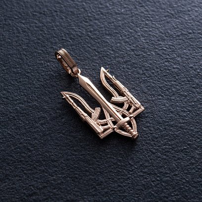 Підвіска "Герб України - Тризуб" у червоному золоті п03721