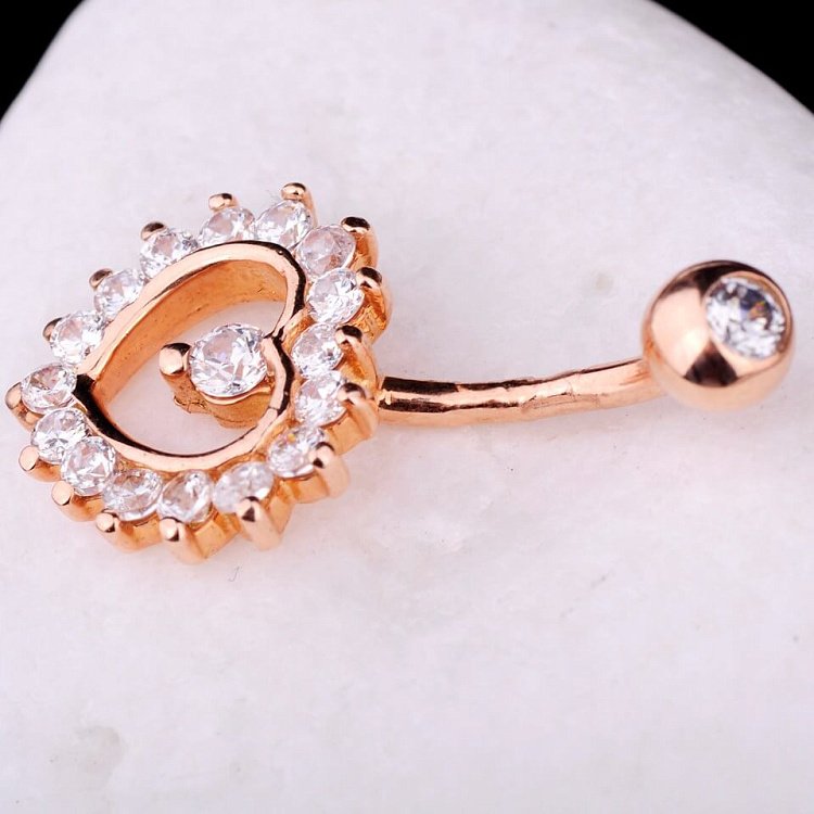 Золотой пирсинг в пупок с фианитами пир00061 от ювелирного магазина Оникс - 1