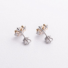 Сережки - пусети "Конюшина" з фіанітами (біле, жовте золото) с09552 от ювелирного магазина Оникс - 1