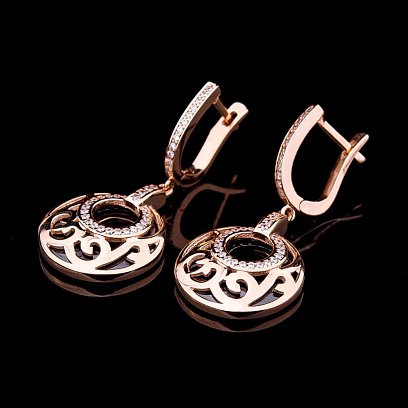 Ексклюзивні золоті сережки с03936 №5