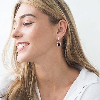 Золоті сережки (піроп, фіаніти) с01490 №4