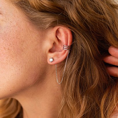 Сережки - каффа "Трініті" у білому золоті (фіаніт) с08043 №4