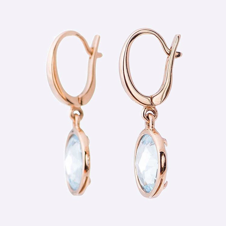 Золоті сережки з блакитним топазом t14048688 від ювелірного магазину Онікс - 1