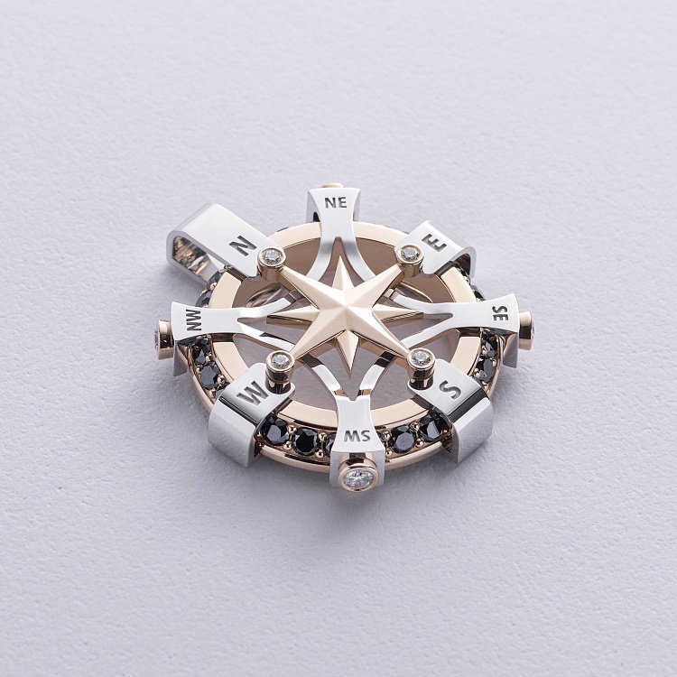 Золотой кулон "Роза Ветров" с бриллиантами 139541121 от ювелирного магазина Оникс