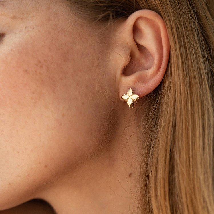 Сережки "Конюшина" в жовтому золоті с08454 від ювелірного магазину Онікс - 3