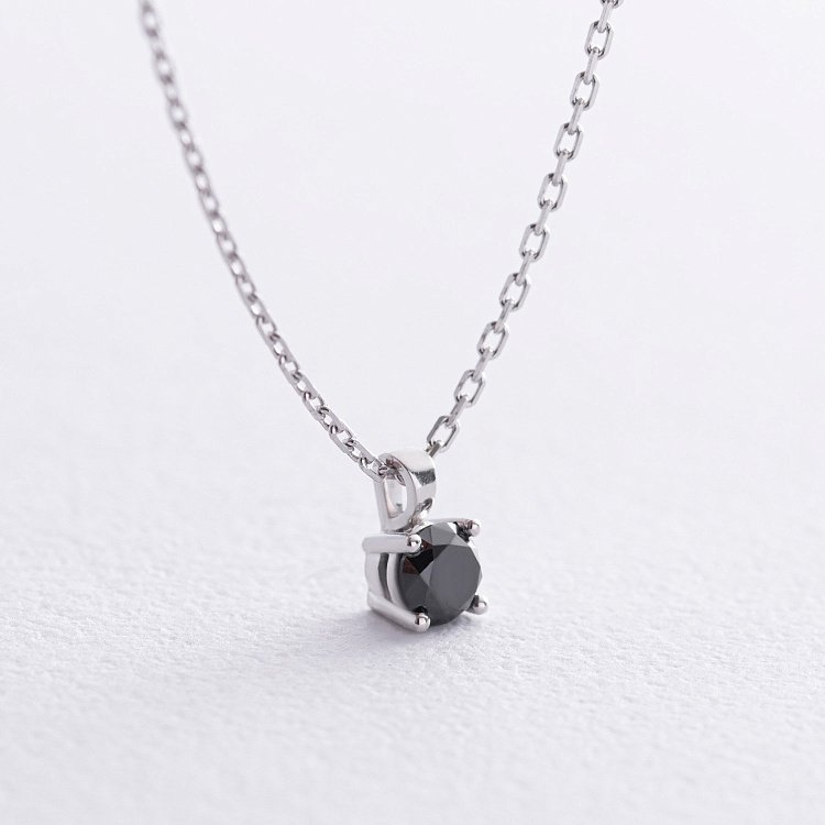 Кольє у білому золоті з чорним діамантом 736121122 від ювелірного магазину Онікс