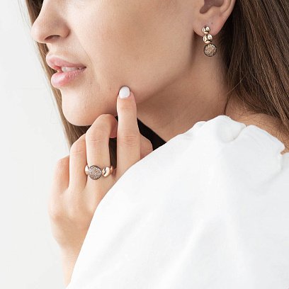 Золотое кольцо с фианитами к05530 №2