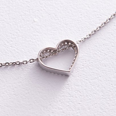 Серебряное колье "Сердечко" с фианитами 908-01004 №3