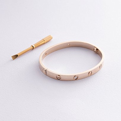 Жесткий браслет "Love" с бриллиантами (желтое золото) 523453121