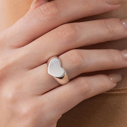 Серебряная печатка "Сердечко" (возможна гравировка) 112695 №16