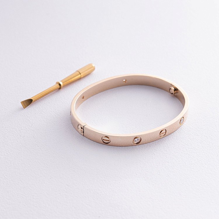 Жесткий браслет "Love" с бриллиантами (желтое золото) 523453121 Жесткий браслет "Love" с бриллиантами (желтое золото) 523453121 от ювелирного магазина Оникс