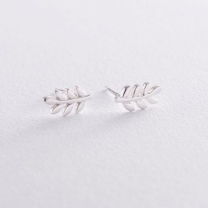 Серебряные серьги - пусеты "Веточки" 122752