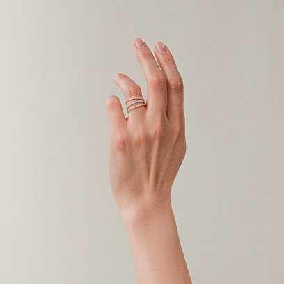 Кольцо с дорожкой камней в красном золоте к08277 №11