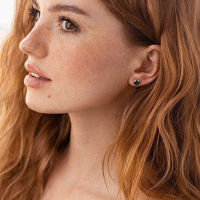 Асиметричні золоті сережки - пусети "Конюшина" (емаль) 311631100 №6