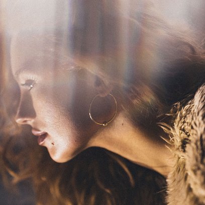 Сережки - кільця Гармонія в жовтому золоті с06691 №3