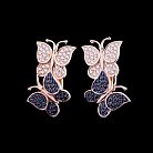 Золоті сережки "Метелики" з фіанітами 03-0814.0.1402 от ювелирного магазина Оникс - 1