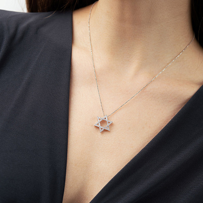 Золотий кулон "Зірка Давида" (діамант) пб0409ri №2