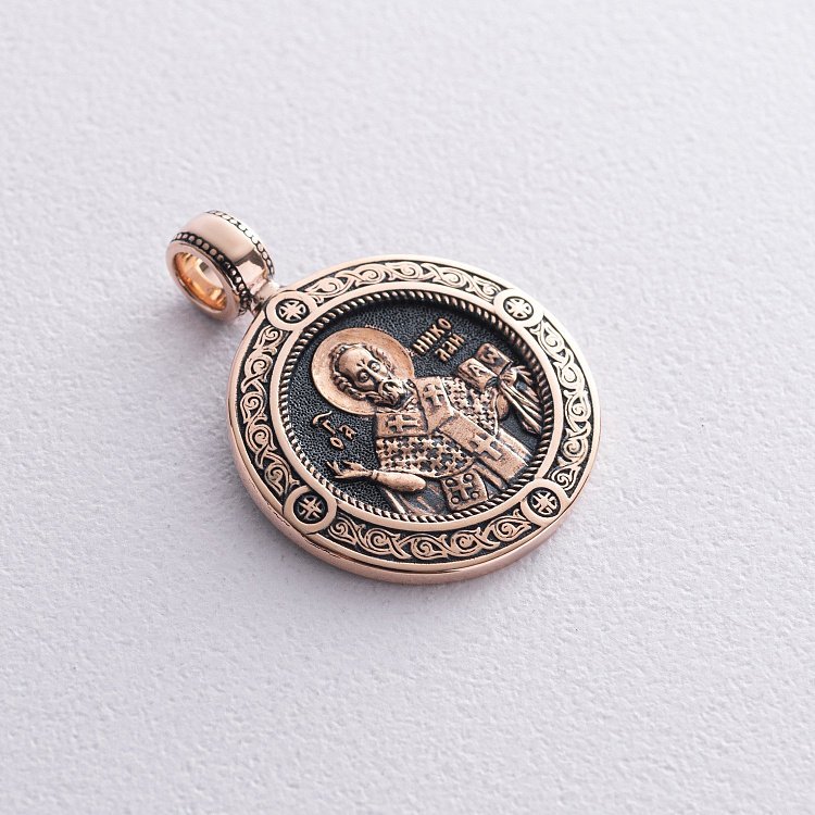 Золота підвіска "Св. Миколай Чудотворець" з чорнінням п02410 від ювелірного магазину Онікс - 3