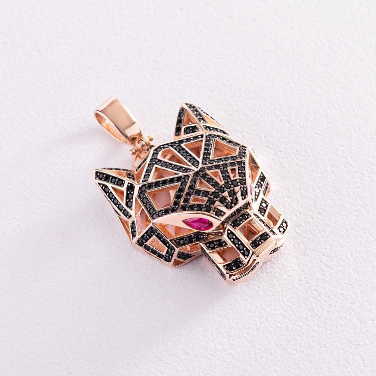 Золотая подвеска "Пантера" с фианитами п03644 от ювелирного магазина Оникс - 2