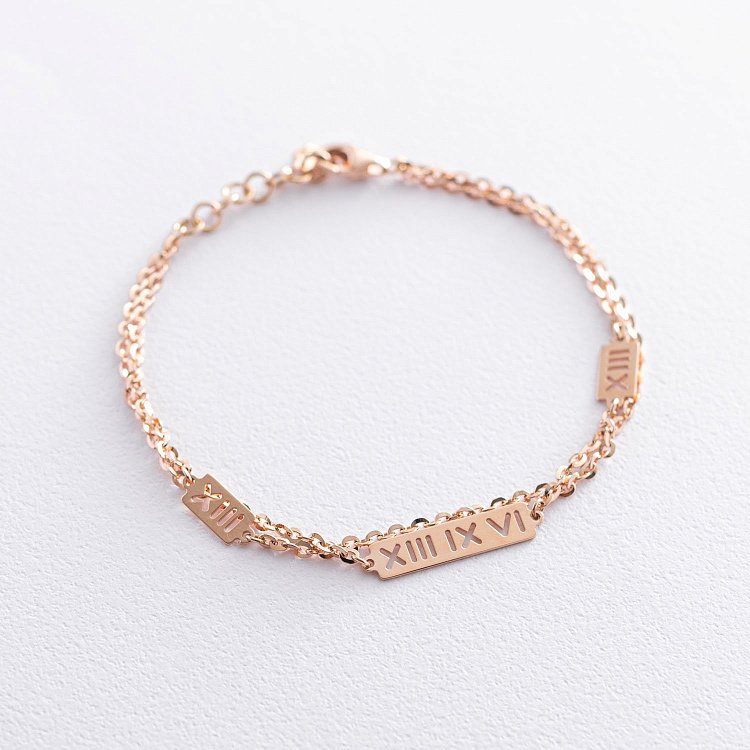 Браслет "Римские цифры" в красном золоте б04540 от ювелирного магазина Оникс