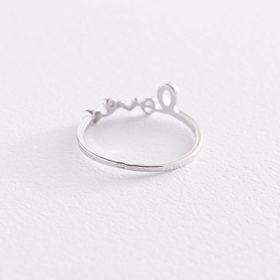 Кольцо "Love" в белом золоте с фианитом к06811 №3