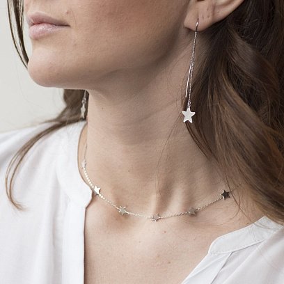 Серьги-протяжки "Звездочки" (родий) 122123 №2