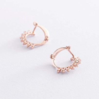 Золотые серьги с фианитами с07484 №3