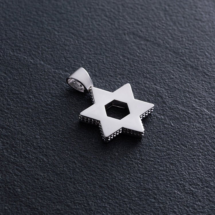 Кулон "Звезда Давида. Символ CHAI" в серебре (фианиты) 1118с от ювелирного магазина Оникс - 4