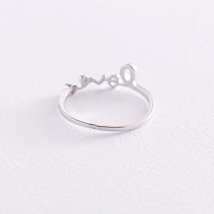 Кольцо "Love" в белом золоте с фианитом к06811 - 3 Кольцо "Love" в белом золоте с фианитом к06811 от ювелирного магазина Оникс - 3