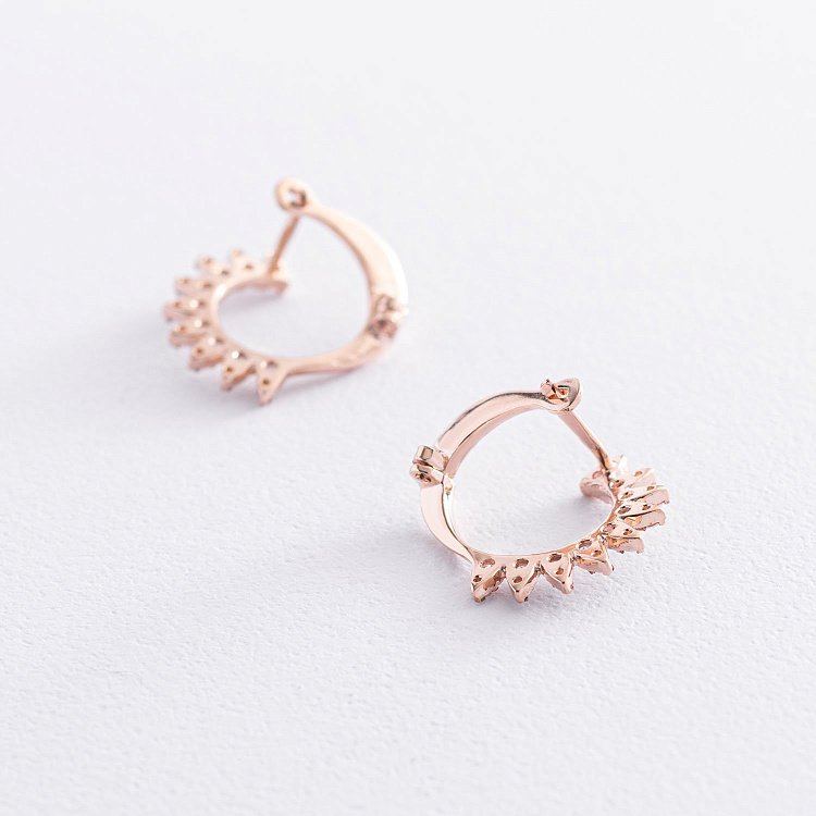 Золотые серьги с фианитами с07484 от ювелирного магазина Оникс - 2