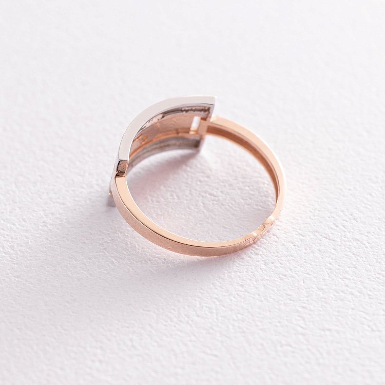 Каблучка в червоному і білому золоті к06702 - 3 Каблучка в червоному і білому золоті к06702 від ювелірного магазину Онікс - 3