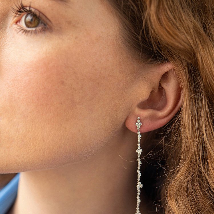 Висячі золоті сережки з діамантами сб0451nl від ювелірного магазину Онікс - 6