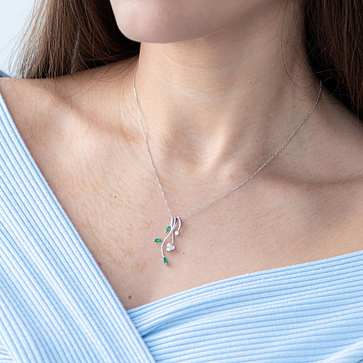 Золота підвіска з смарагдами і діамантами пм0166 №2