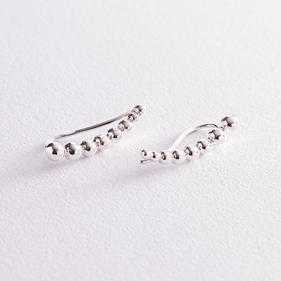 Срібні сережки - клаймбери "Кульки" 123221 №4