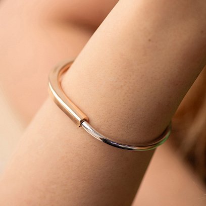 Жесткий золотой браслет Lock б05413 №4