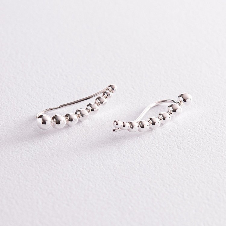 Срібні сережки - клаймбери "Кульки" 123221 від ювелірного магазину Онікс - 5