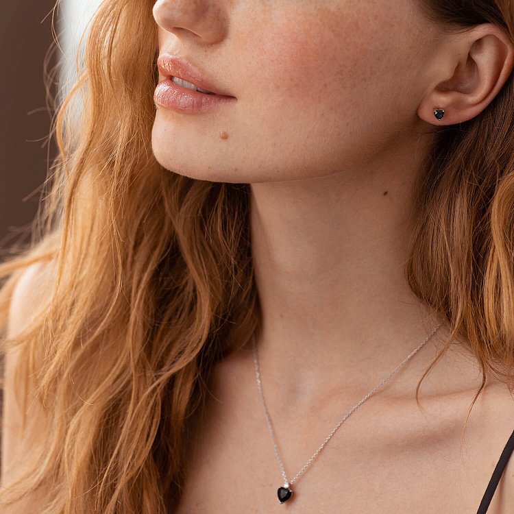 Золоте кольє "Серце" з сапфіром і діамантом 723551129 від ювелірного магазину Онікс - 7