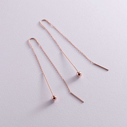 Золоті сережки "Кульки" на ланцюжку с07601 №2