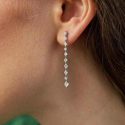 Сережки - пусети в білому золоті (діаманти) сб0699nl №5