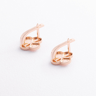 Серьги "Клевер" в красном золоте с09610 №2