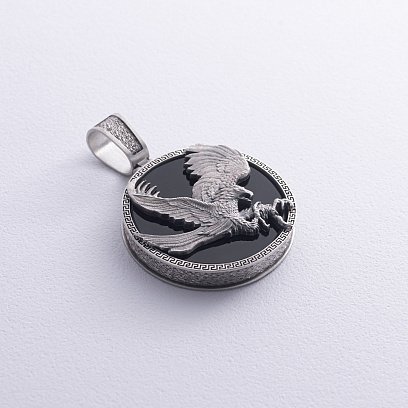 Серебряный кулон "Орел" (оникс) 1250 №6