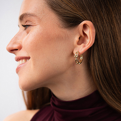 Сережки - кільця "Фантазія" у жовтому золоті с09587 №2