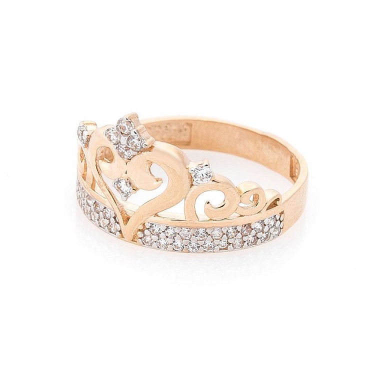 Золотое кольцо "Корона" (фианит) к05644 от ювелирного магазина Оникс - 1