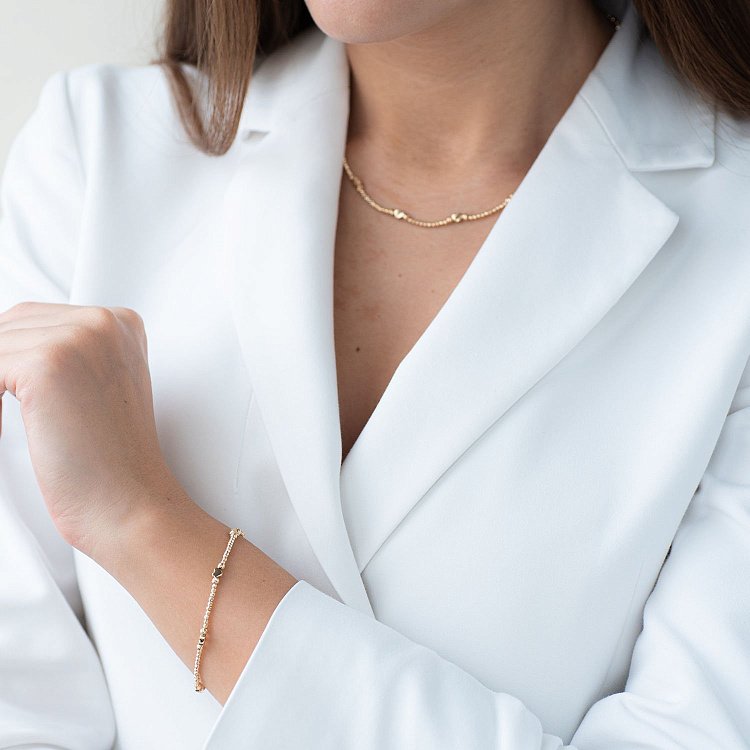 Золотое колье "Сердечки" кол01384 от ювелирного магазина Оникс - 2