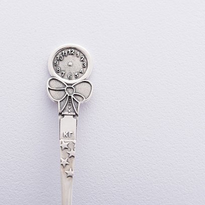 Серебряная чайная ложка с часами 24045 №3