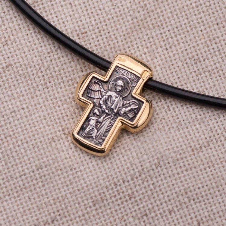 Срібний хрест "Ангел Господній. Іоанн Предтеча" (позолота) 132464 від ювелірного магазину Онікс - 1