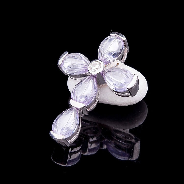 Серебряный крест с аметистом и фианитом о995п от ювелирного магазина Оникс - 4